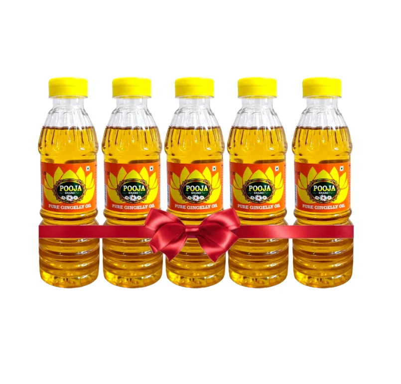Pooja Brand pure Gingelly Oil 200ml - 5 pack